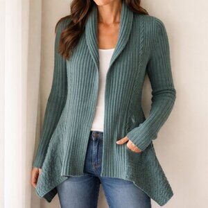 Anthropologie Birds on a Wire Cardigan Womens S/P teal heather cardigan